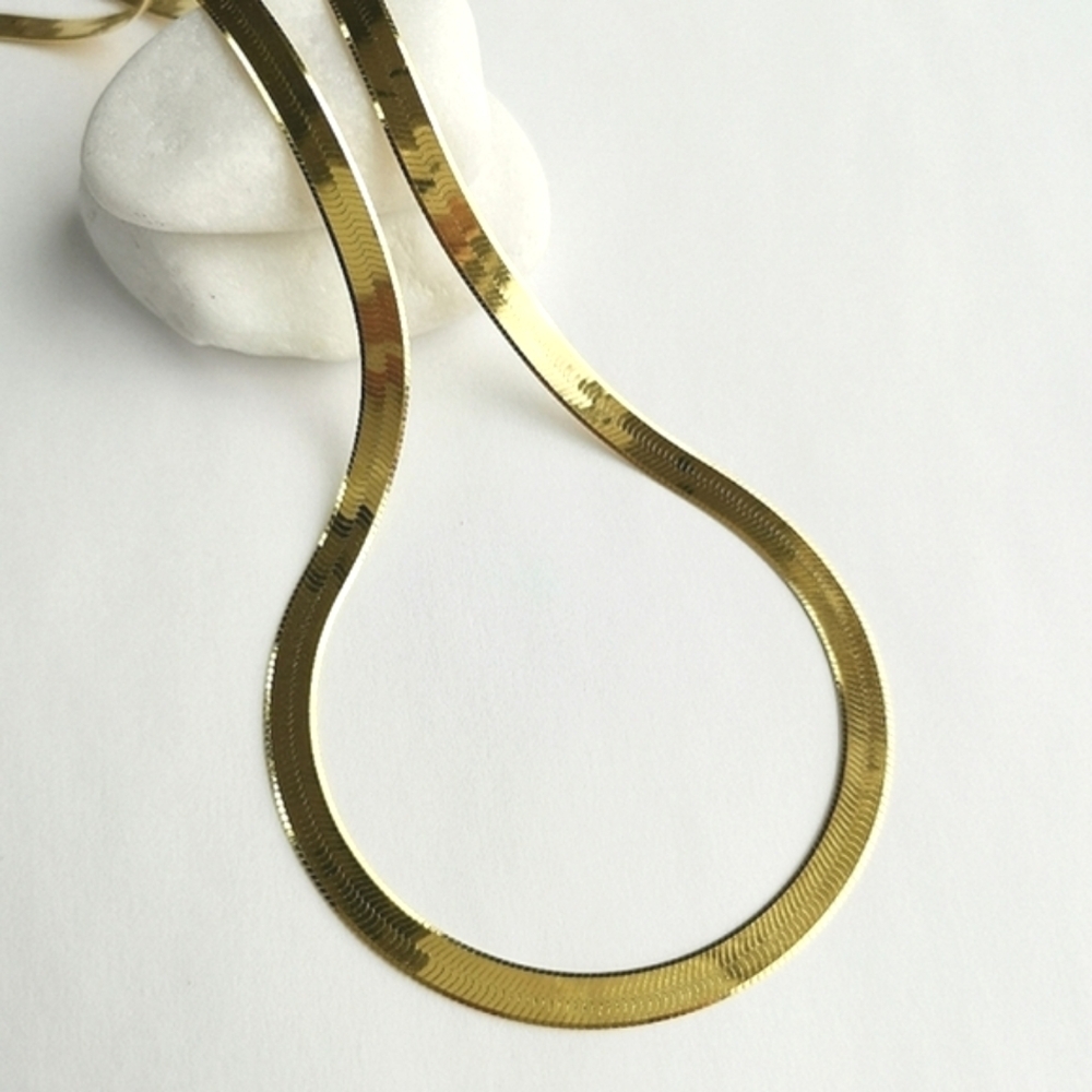 4.5mm thick 14k Gold Over Sterling Silver 18" Herringbone necklace snake chain